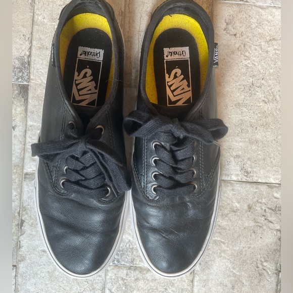 Vans Ortholite inserts, black vegan leather sneakers. Size 8.5 womens - Picture 2 of 14